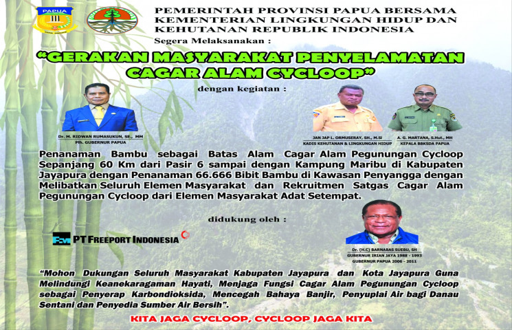 Gerakan Penyelamatan Cagar Alam Cycloop, Pemprov Papua dan Kemen LHK akan Tanam 66.666 Bibit Bambu